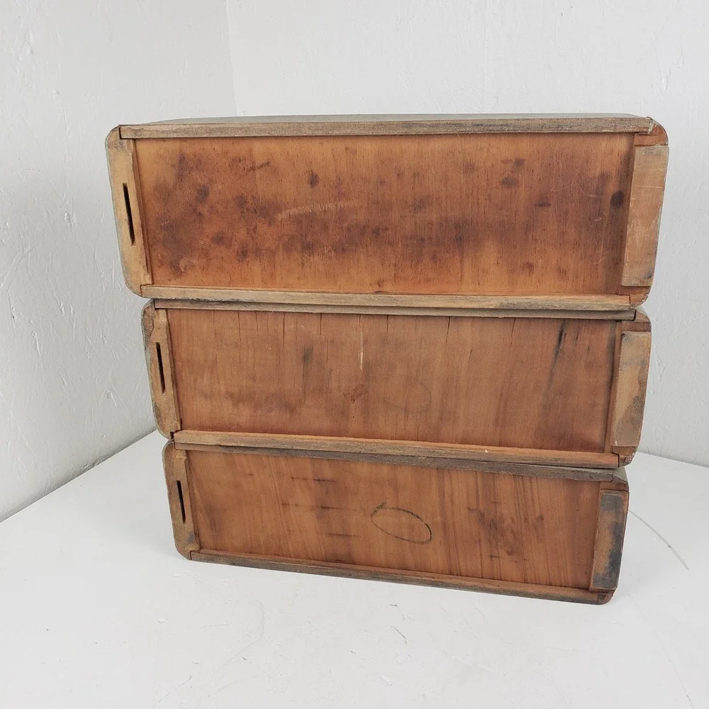 Antique Wooden Singer Treadle Sewing Machine Drawers Set of 3 Knick Knack Shelf